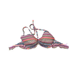 Victoria’s Secret Bandeau Halter Bikini Top Vibrant Southwestern Aztec Metallic